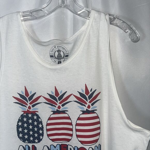 L Love&Pineapples All American Girl White Woman Graphic Tank Top 100% Cotton - Picture 4 of 7